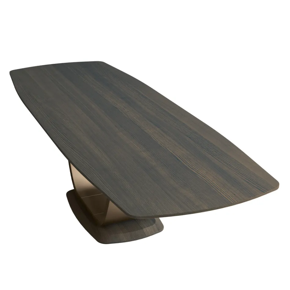 Fast vardagsrumsbord i massivt trä med central piedestal - Luuk Viadurini