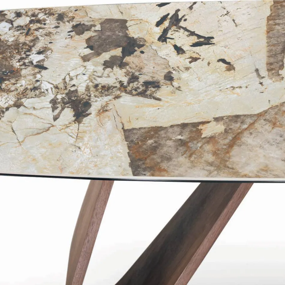 Fast vardagsrumsbord med träfot Tillverkat i Italien - Equatore Viadurini