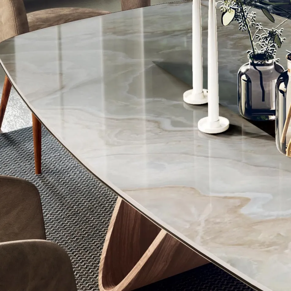 Fast vardagsrumsbord med träfot Tillverkat i Italien - Equatore Viadurini