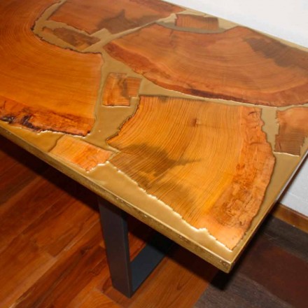 Fast konstruktion bord rektangulära trä och harts gjort i Italien Jam Viadurini