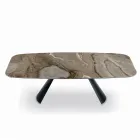 Fast keramiskt bord och underrede i svartmålat stål Tillverkat i Italien - Glasögon Viadurini