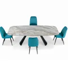 Fast keramiskt bord och underrede i svartmålat stål Tillverkat i Italien - Glasögon Viadurini