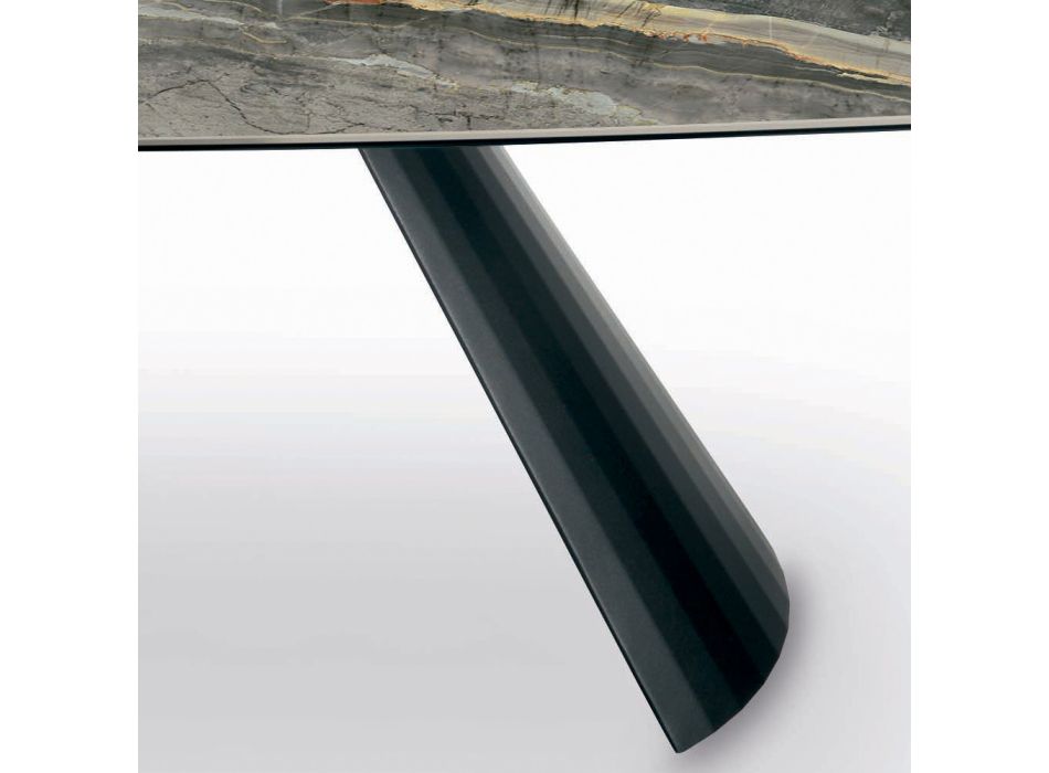 Fast keramiskt bord och underrede i svartmålat stål Tillverkat i Italien - Glasögon Viadurini