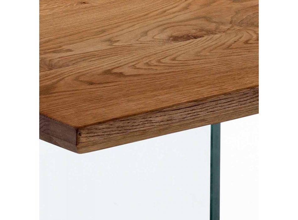 hårt massivt trä bord med ben i Tito härdat glas Viadurini