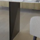 Fast bord i metall och keramikskiva Arabesque Glansigt - Eronte Viadurini