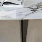 Fast bord i metall och keramikskiva Arabesque Glansigt - Eronte Viadurini