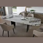 Fast bord i metall och keramikskiva Arabesque Glansigt - Eronte Viadurini