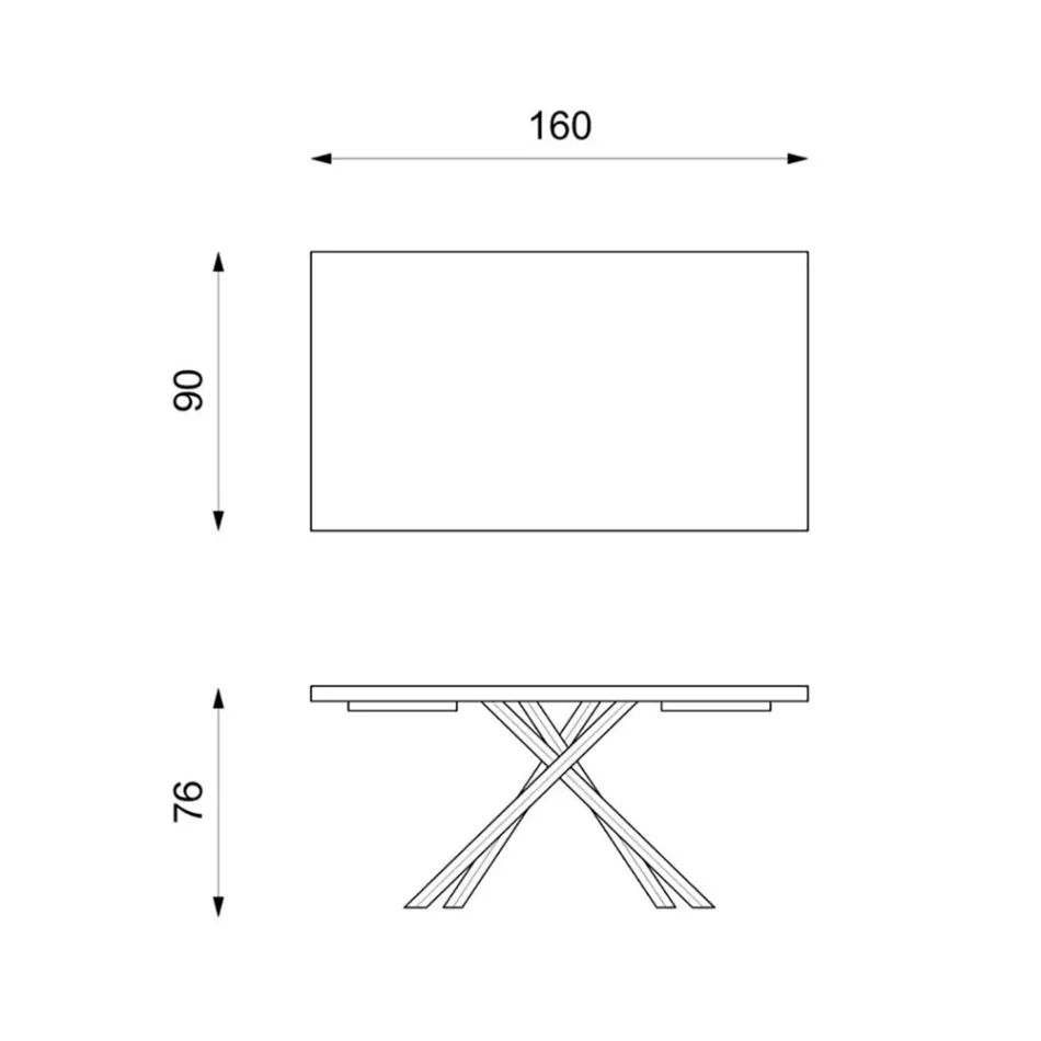 Fast bord i ekfaner och svart metallunderrede - Skipper Viadurini