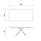 Fast bord i ekfaner och svart metallunderrede - Skipper Viadurini