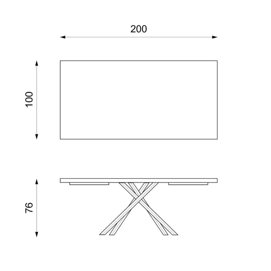 Fast bord i ekfaner och svart metallunderrede - Skipper Viadurini