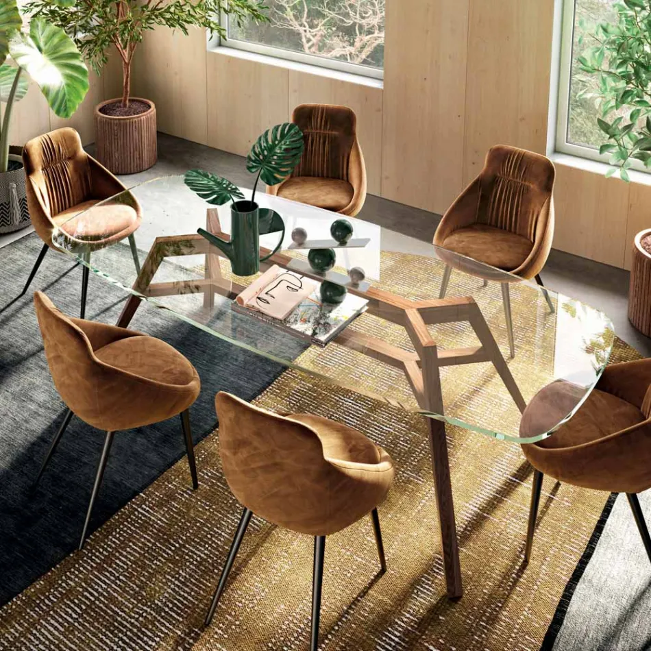 Fast bord i extra klart glas och ask Tillverkat i Italien - norr Viadurini