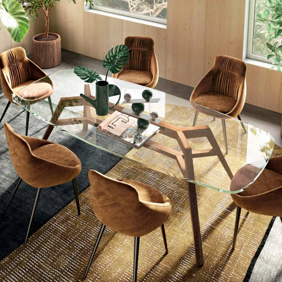 Fast bord i extra klart glas och ask Tillverkat i Italien - norr Viadurini