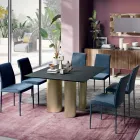 Fast fyrkantigt bord i laminat och stål Tillverkat i Italien - Sax Viadurini