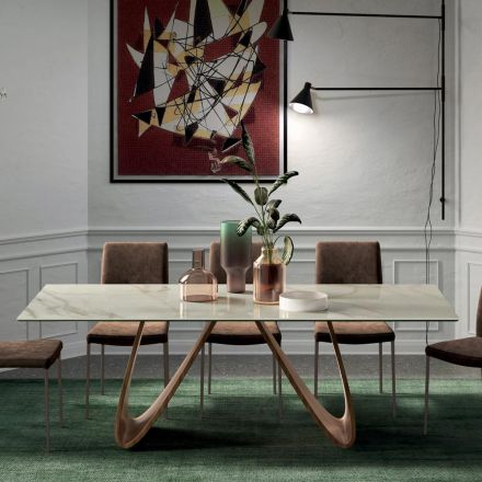 Fast rektangulärt bord med träunderrede Tillverkat i Italien - Equatore Viadurini