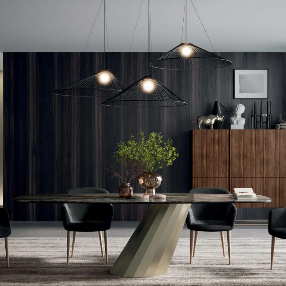 Fast rektangulärt bord i stål och keramik Made in Italy - Byxor Viadurini