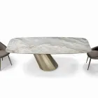 Fast rektangulärt bord i stål och keramik Made in Italy - Byxor Viadurini