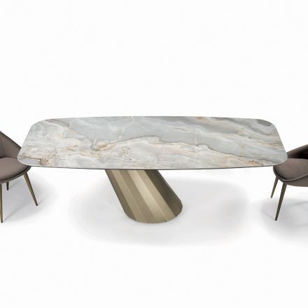 Fast rektangulärt bord i stål och keramik Tillverkat i Italien - Byxor Viadurini