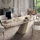 Fast rektangulärt bord i stål och keramik Made in Italy - Byxor Viadurini