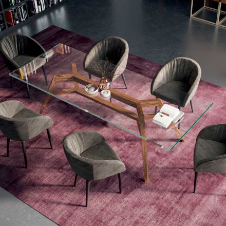 Fast rektangulärt bord i extra klart glas och ask Tillverkat i Italien - norr Viadurini