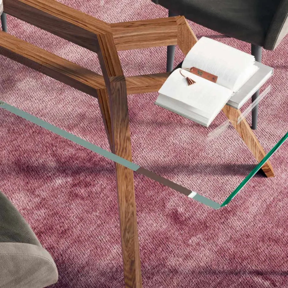 Fast rektangulärt bord i extra klart glas och ask Tillverkat i Italien - norr Viadurini