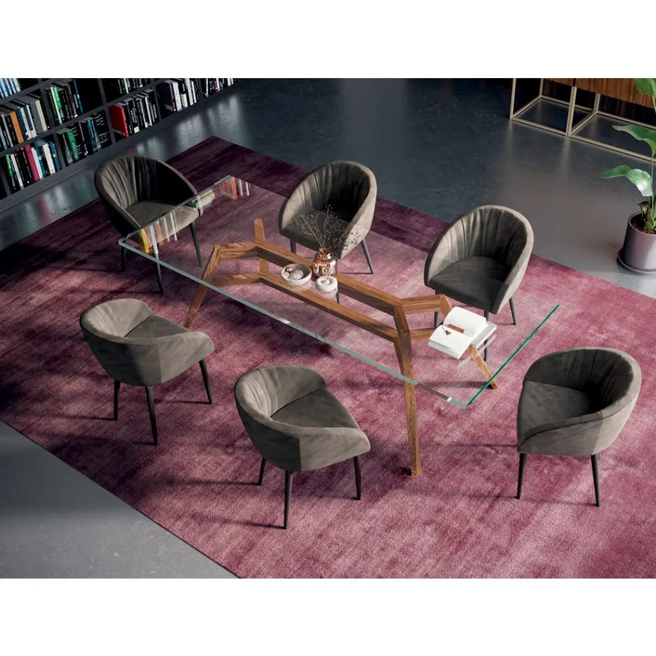 Fast rektangulärt bord i extra klart glas och ask Tillverkat i Italien - norr Viadurini