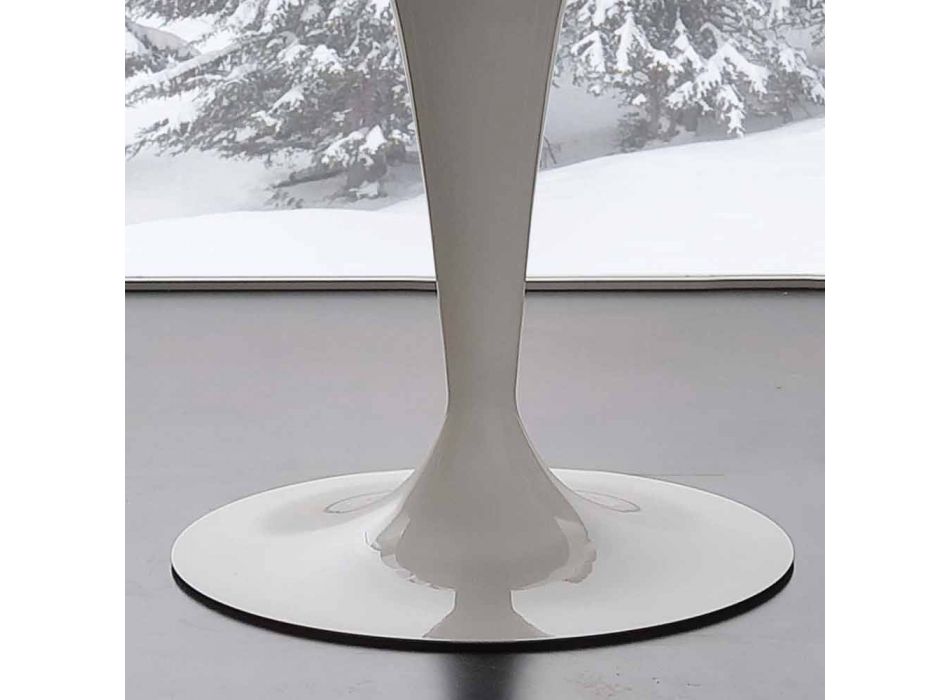 Round fasta bordet extrawhite härdat glas och stål Aurora Viadurini