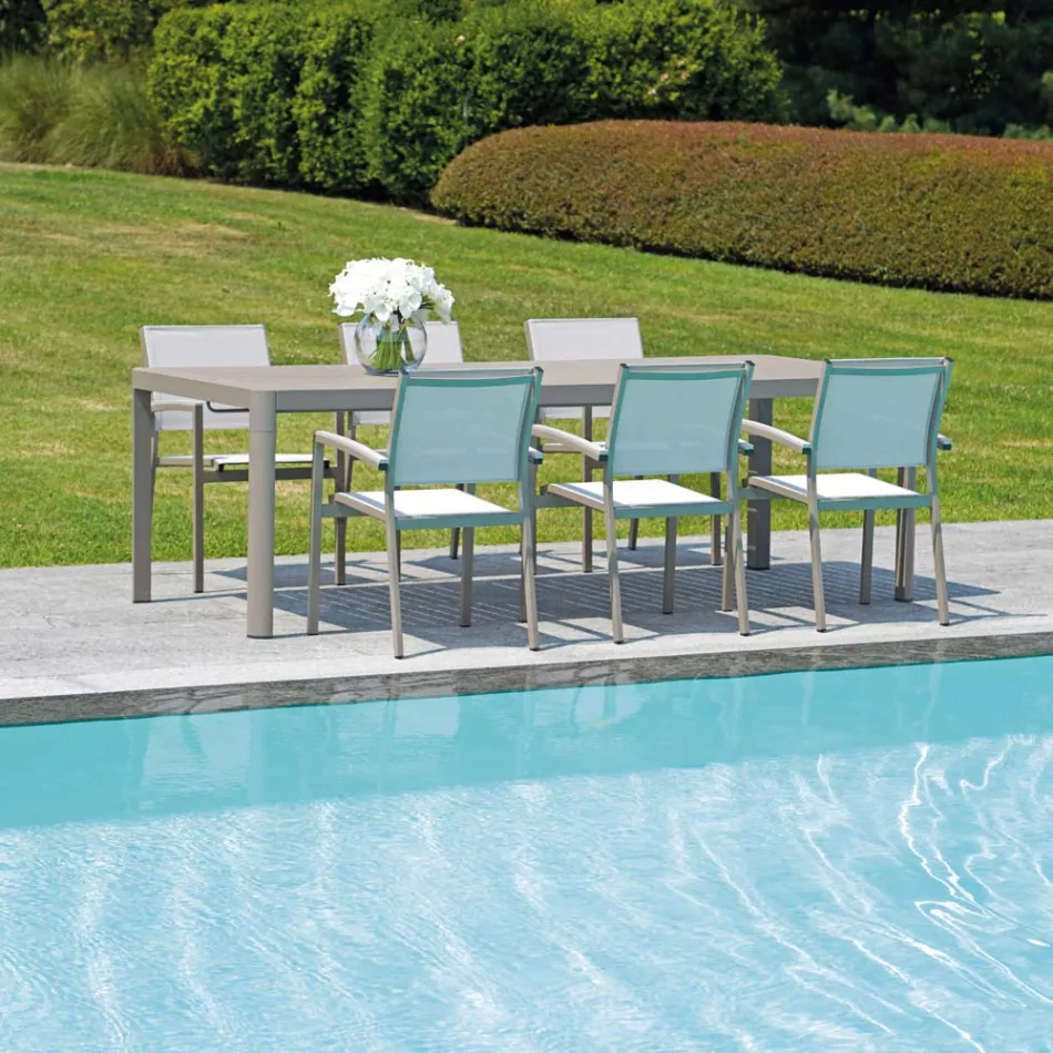 Trädgårdsbord Utdragbart till 240 cm med aluminiumstruktur - Geoffroy Viadurini