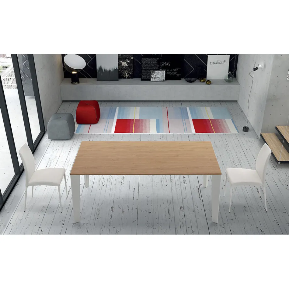 Fanerat träbord Utdragbart upp till 325 cm Tillverkat i Italien – sjuttiotalet Viadurini