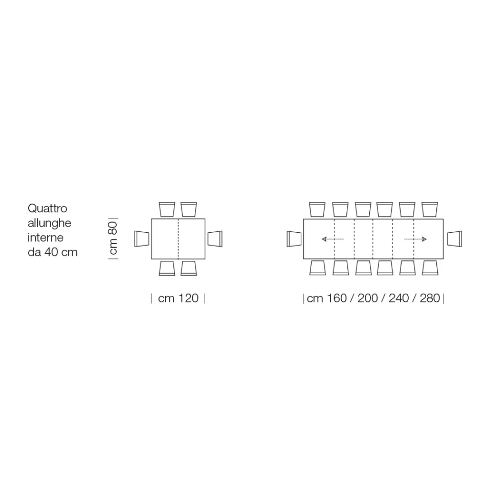 Utdragbart laminat träbord upp till 470 cm Tillverkat i Italien – Gordito Viadurini
