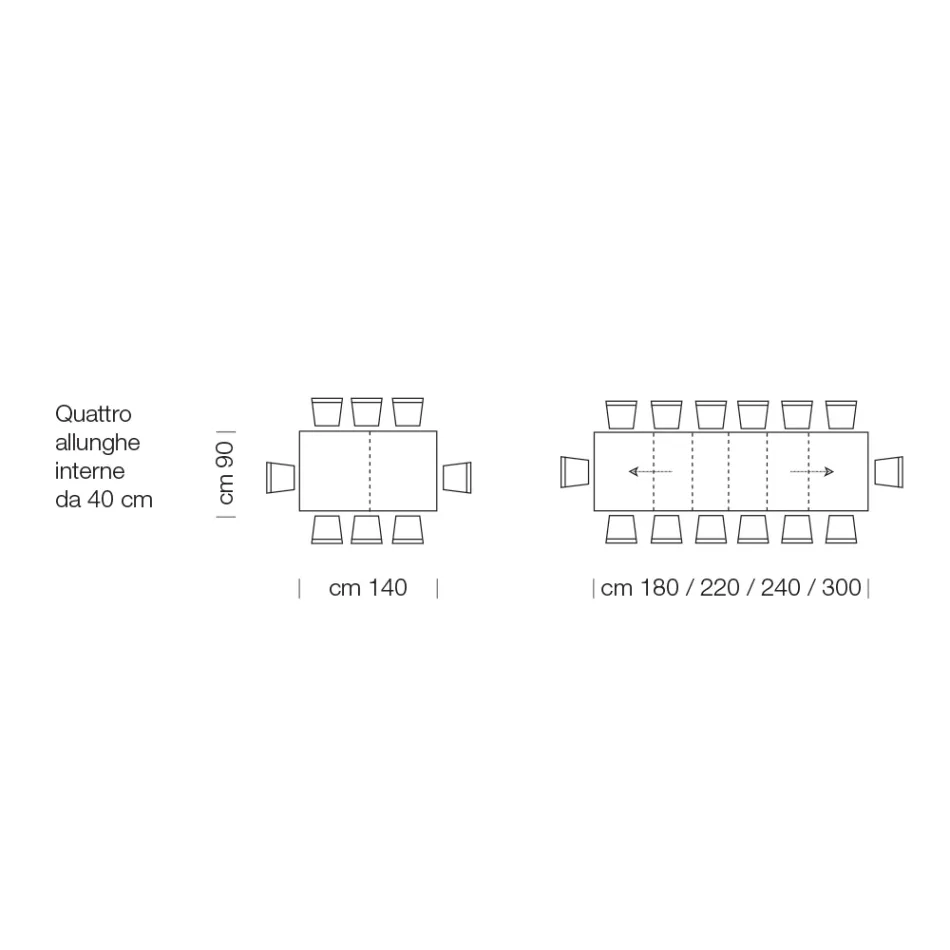 Utdragbart laminat träbord upp till 470 cm Tillverkat i Italien – Gordito Viadurini