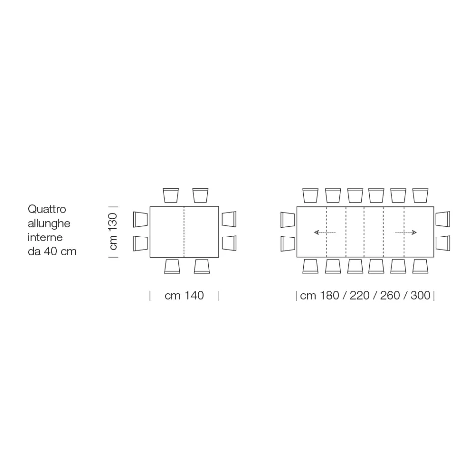 Utdragbart laminat träbord upp till 470 cm Tillverkat i Italien – Gordito Viadurini
