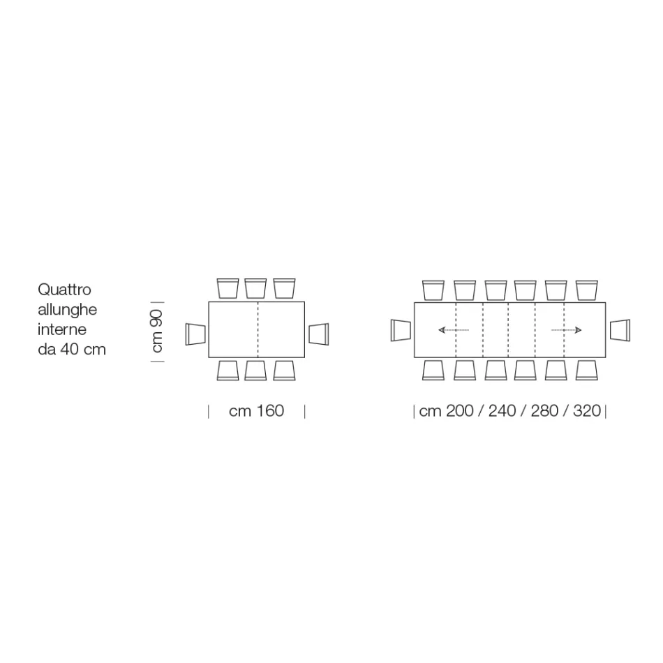 Utdragbart laminat träbord upp till 470 cm Tillverkat i Italien – Gordito Viadurini