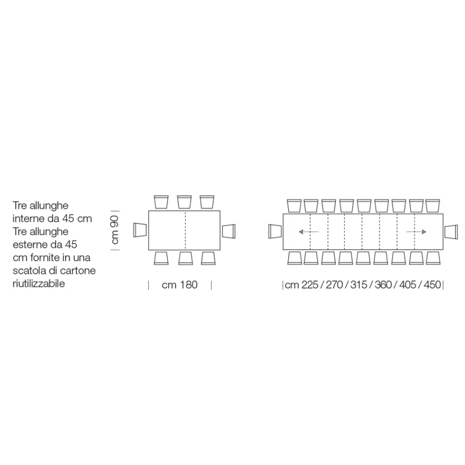 Utdragbart laminat träbord upp till 470 cm Tillverkat i Italien – Gordito Viadurini