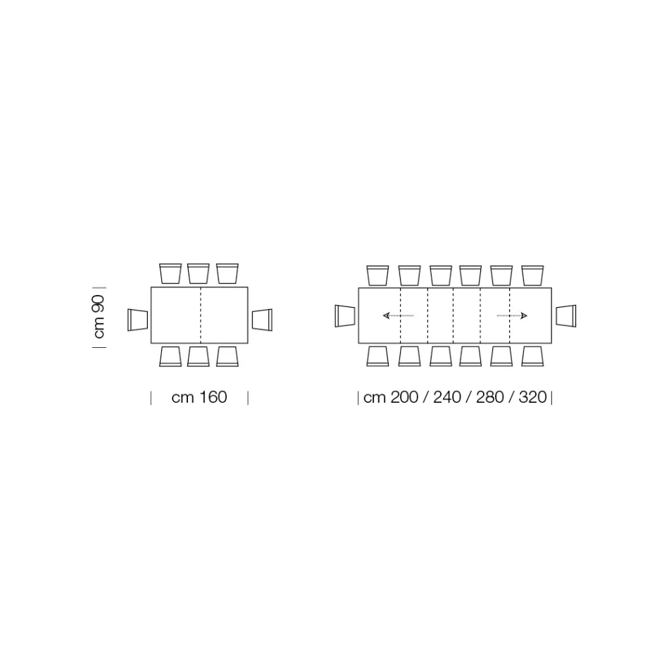 Utdragbart melaminträbord upp till 470 cm Tillverkat i Italien – Gordito Viadurini