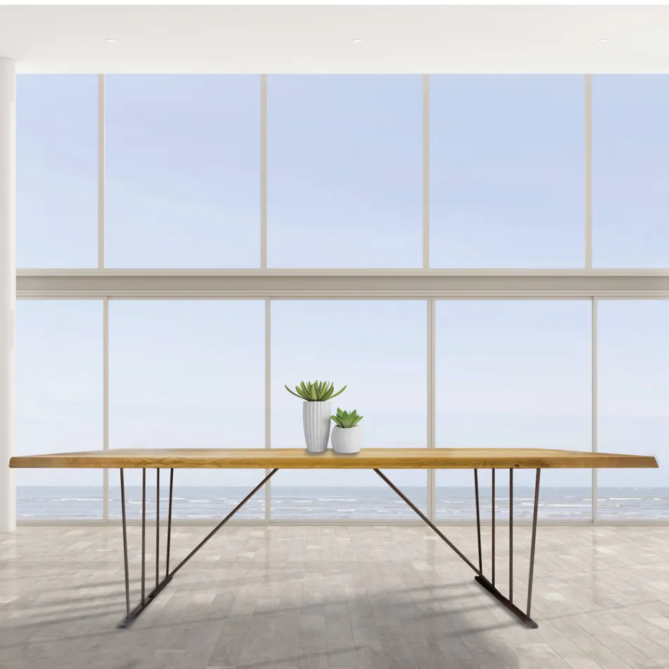 Bord och ben i massiv ek tillverkade i Italien - Consuelo Viadurini