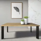 Bord i knuten Masellato-ek och metallben Tillverkat i Italien - Vicente Viadurini