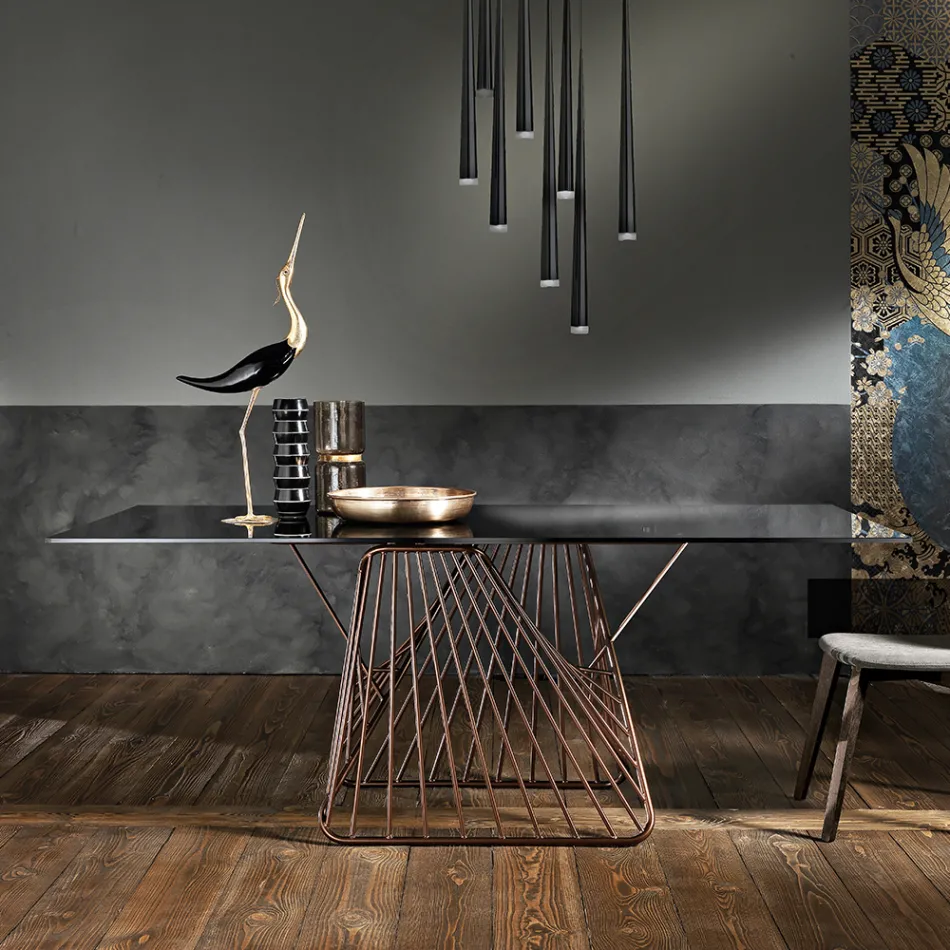 Modernt designbord i härdat glas gjord i Italien, Mitia Viadurini