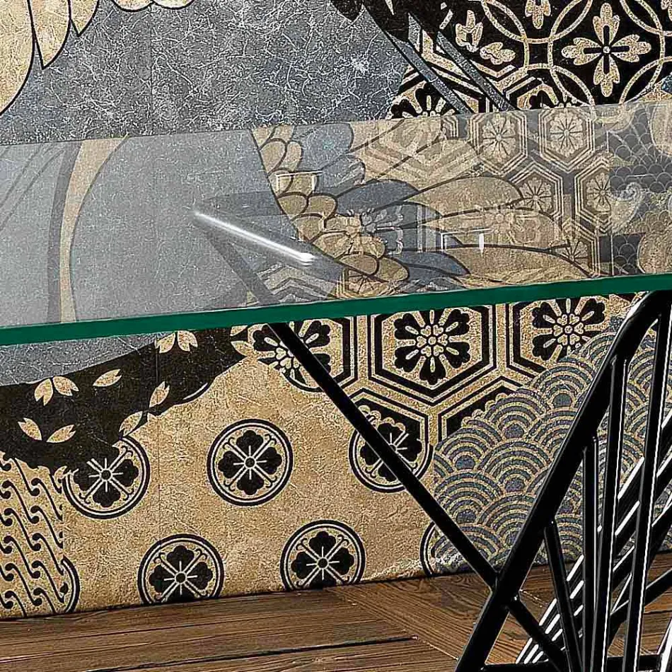 Modernt designhärdat glasbord tillverkat i Italien, Mitia Viadurini