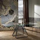 Modernt designbord i härdat glas gjord i Italien, Mitia Viadurini