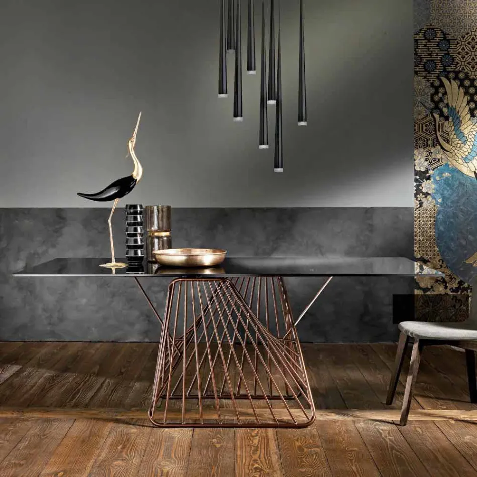 Modernt designhärdat glasbord tillverkat i Italien, Mitia Viadurini