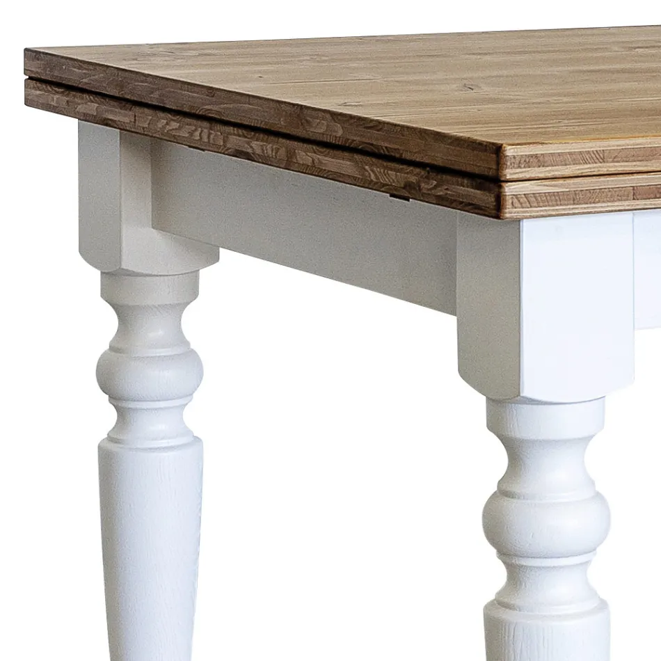 Utdragbart vardagsrumsbord i nordisk gran Tillverkat i Italien - Benidorm Viadurini