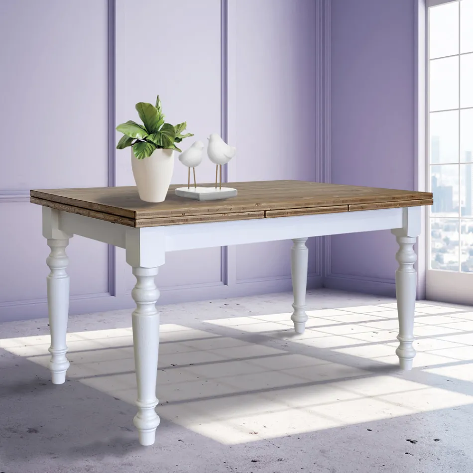 Utdragbart vardagsrumsbord i nordisk gran Tillverkat i Italien - Benidorm Viadurini