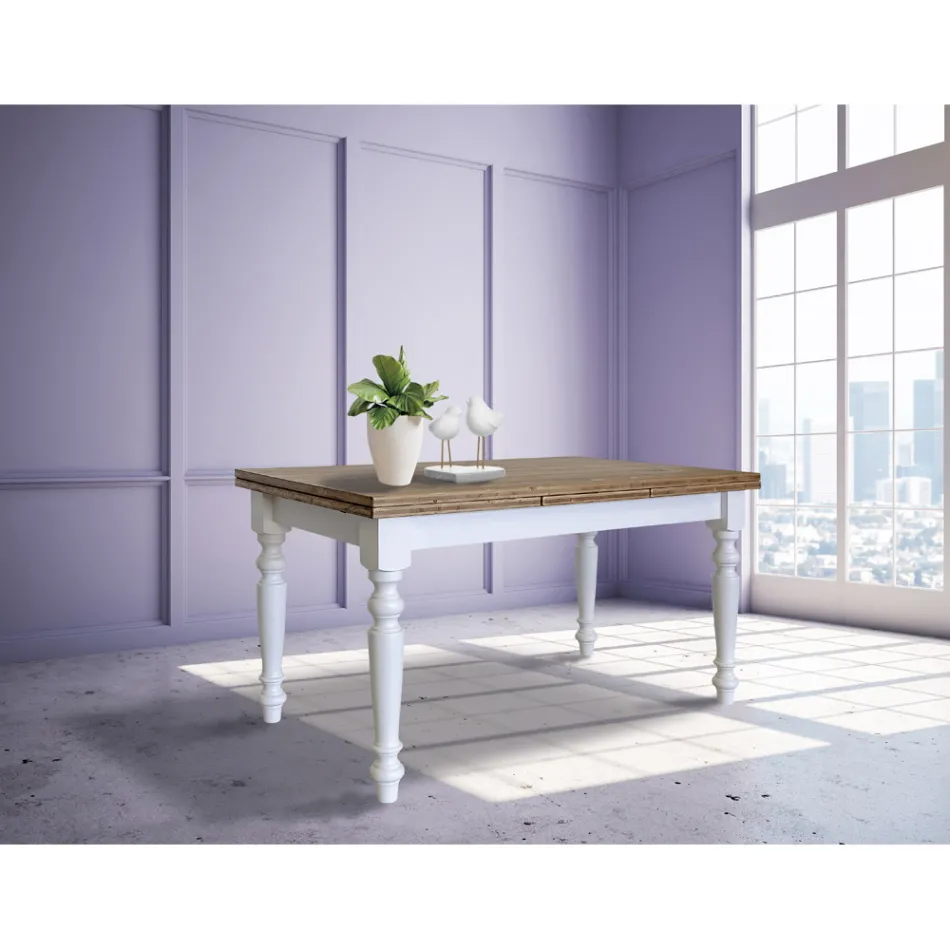 Utdragbart vardagsrumsbord i nordisk gran Tillverkat i Italien - Benidorm Viadurini