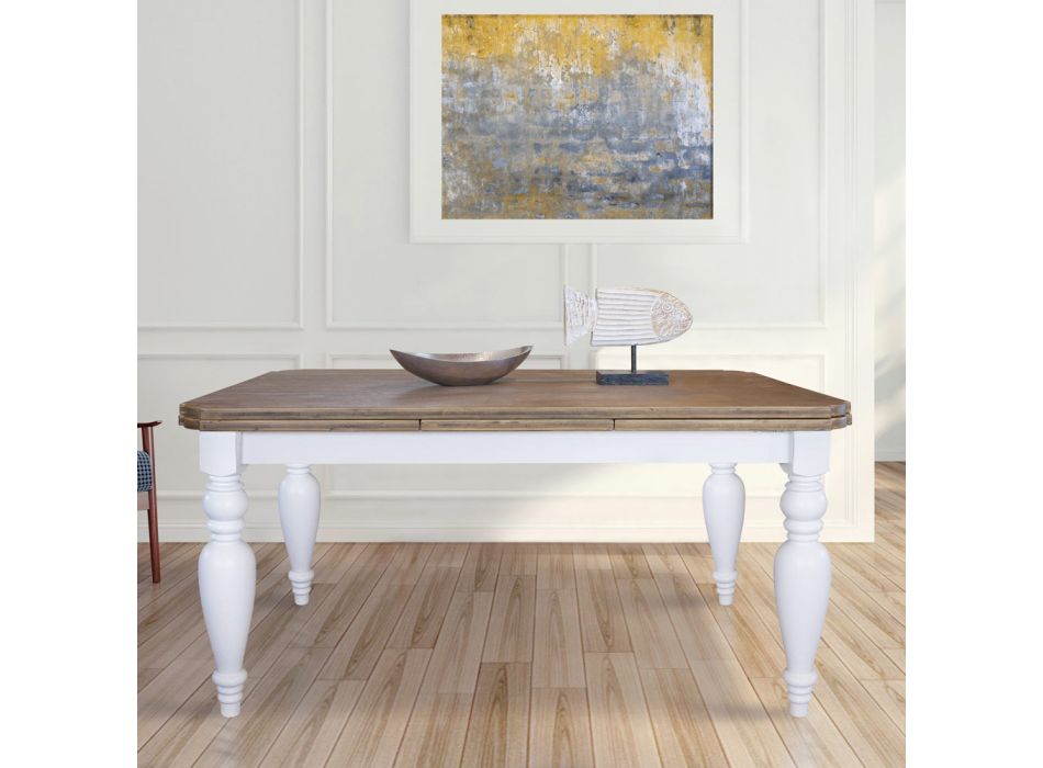 Utdragbart vardagsrumsbord i ek med formade hörn Tillverkat i Italien - Rafael Viadurini