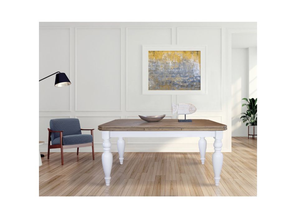 Utdragbart vardagsrumsbord i ek med formade hörn Tillverkat i Italien - Rafael Viadurini
