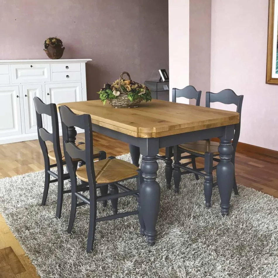 Utdragbart vardagsrumsbord i ek med formade hörn Tillverkat i Italien - Rafael Viadurini