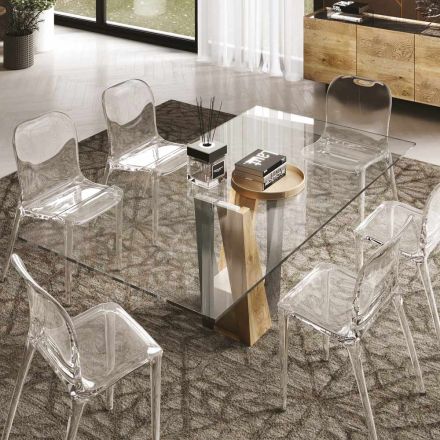 Levande kristallbord med trä- och metallunderrede Tillverkat i Italien - Dementor Viadurini