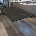 Vardagsbord i HPL med bas i härdat kristall Tillverkat i Italien - Noelia Viadurini