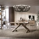 Living Bord i Real Solid Knotted Walnut Made in Italy - Boromir Viadurini