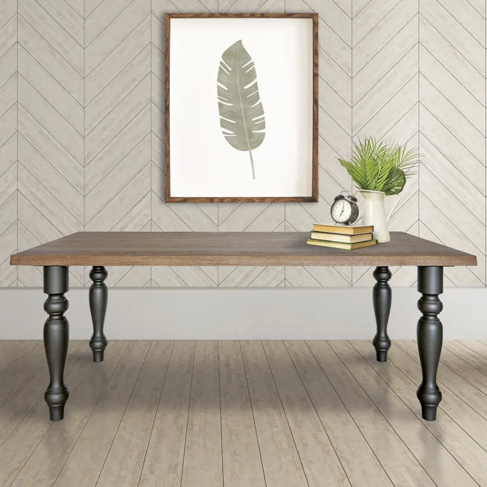 Living Bord pläterat i massiv ek Tillverkad i Italien - Geolier Viadurini